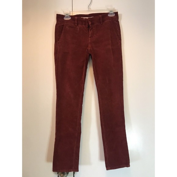 VINCE Rust Red Corduroy Straight Leg Pants Super Soft Fine Stretch sz 24 - Picture 1 of 10